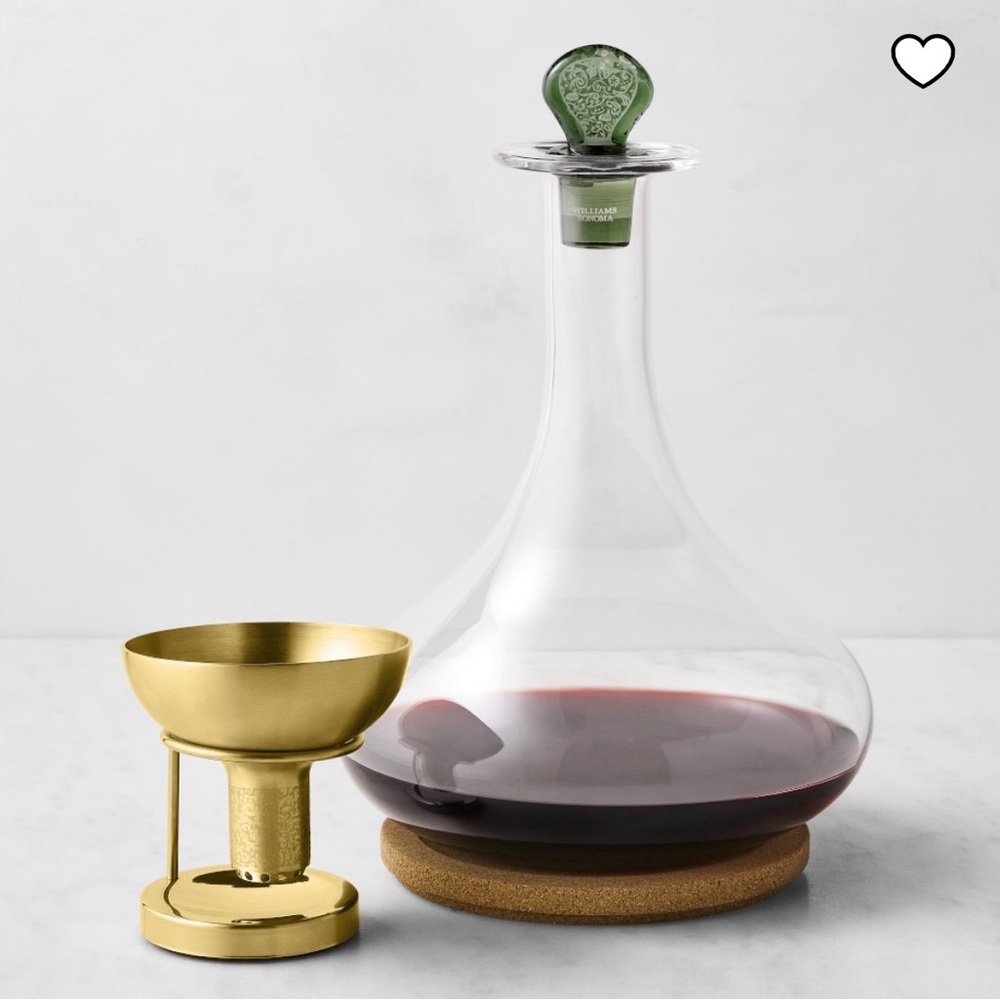 Williams Sonoma Glass Decanter with Gold Accent - Picture 2 of 7